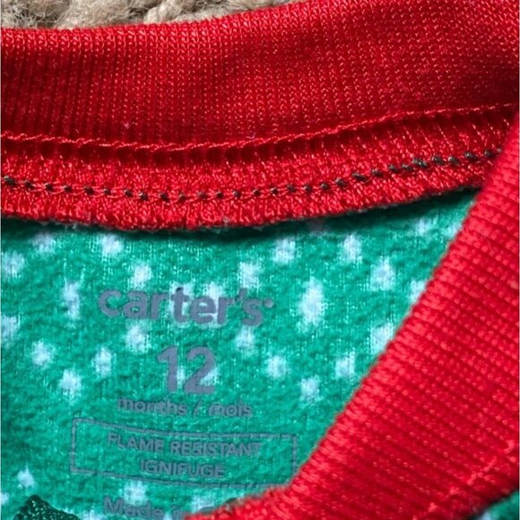 Carter's Infant One Piece Holiday Santa Claus One Piece Sleeper-Green-12M - Picture 4 of 6